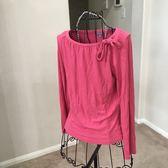 Long sleeve scoop with tie casual prep bow tie detail - Picture 3 of 8